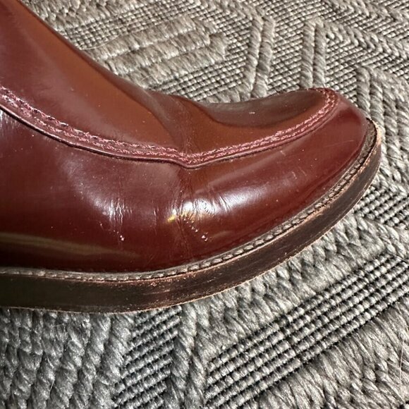 Tory Burch Hyde Boots in Maroon Red Patent Leather Size 7 Retro Style - Picture 7 of 8